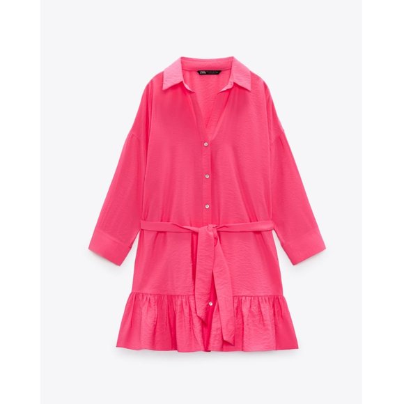 ZARA | Ruffled Satin Effect Dress - NWT - Picture 5 of 7